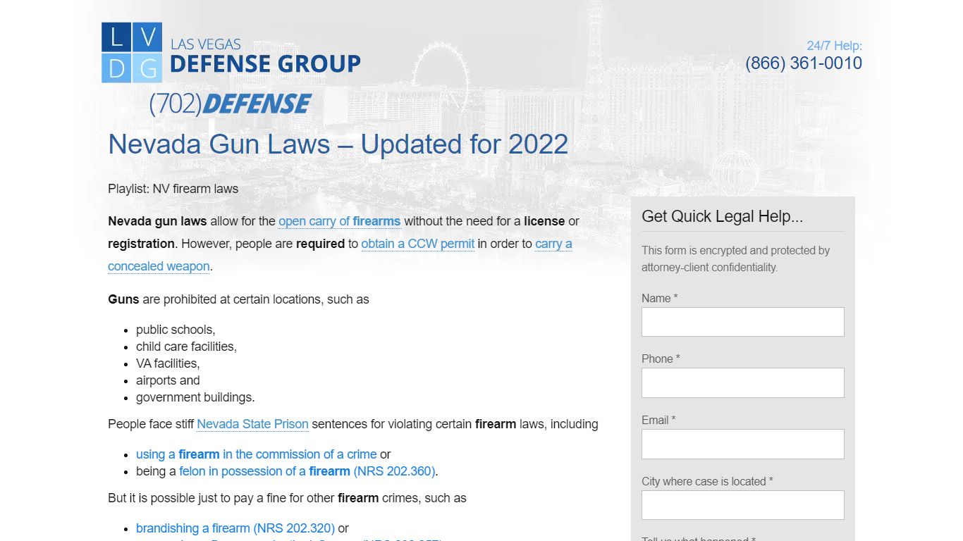 Nevada Gun Laws - 2022 Updates - Open & Conceal Carry - Shouse Law Group